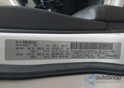 2018 Dodge Durango Sxt Awd z USA, uszkodzony, nr VIN 1C4RDJAGXJC265960